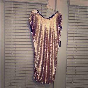 Rose gold sequined party dress size 18/20